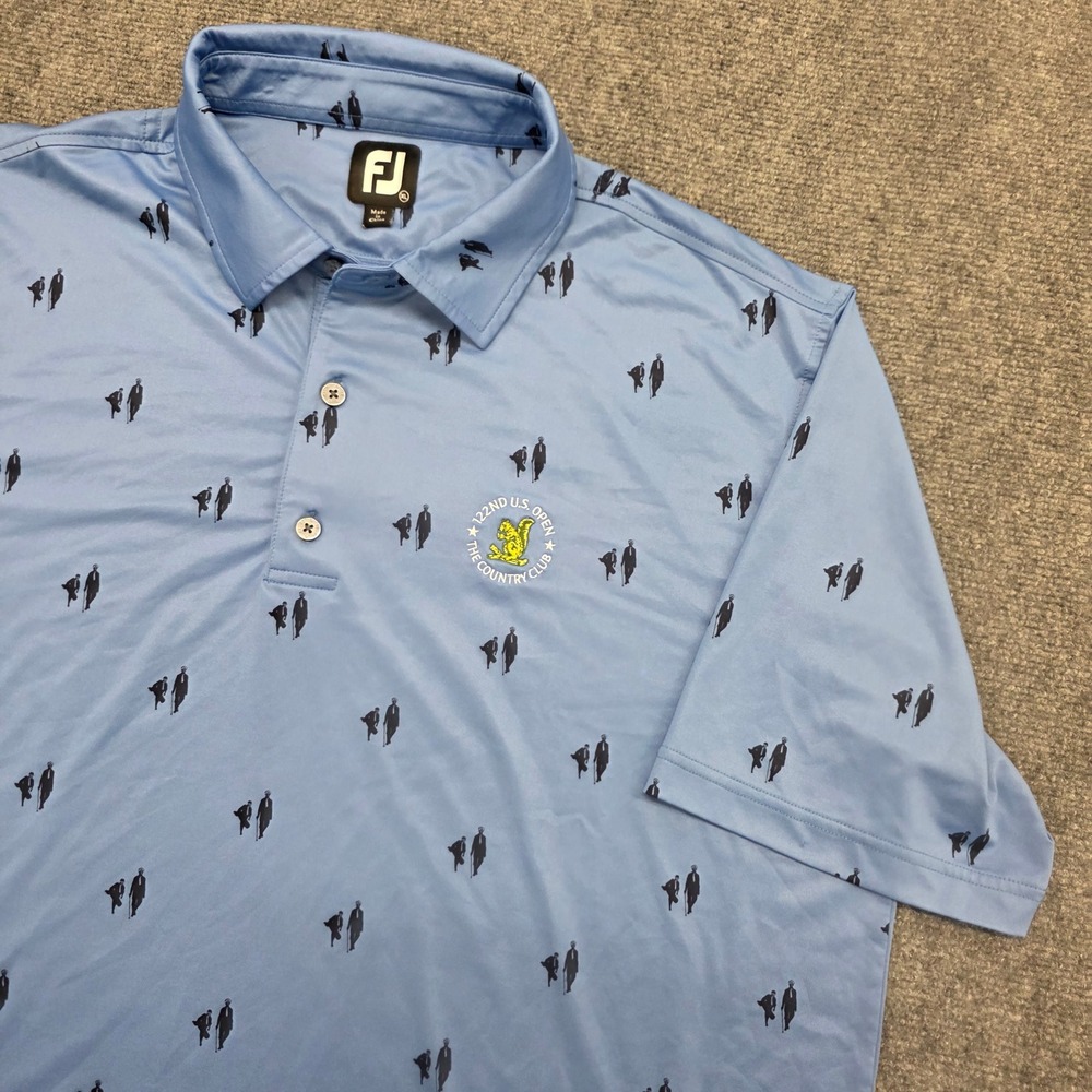 FootJoy Mens 122nd US Open The Country Club Golf Polo Shirt Blue XL All Over